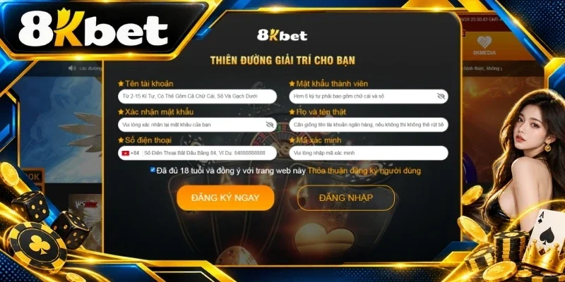 Quy trình đăng ký tài khoản 8KBET